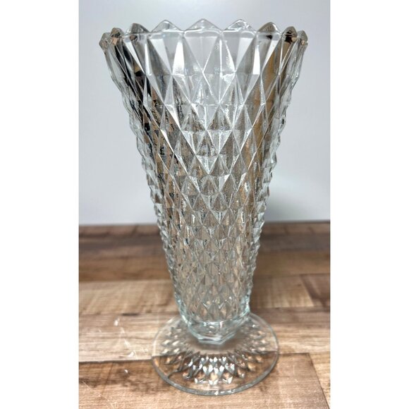 Vintage Crystal glass diamond pattern vase Art Deco - Picture 1 of 6